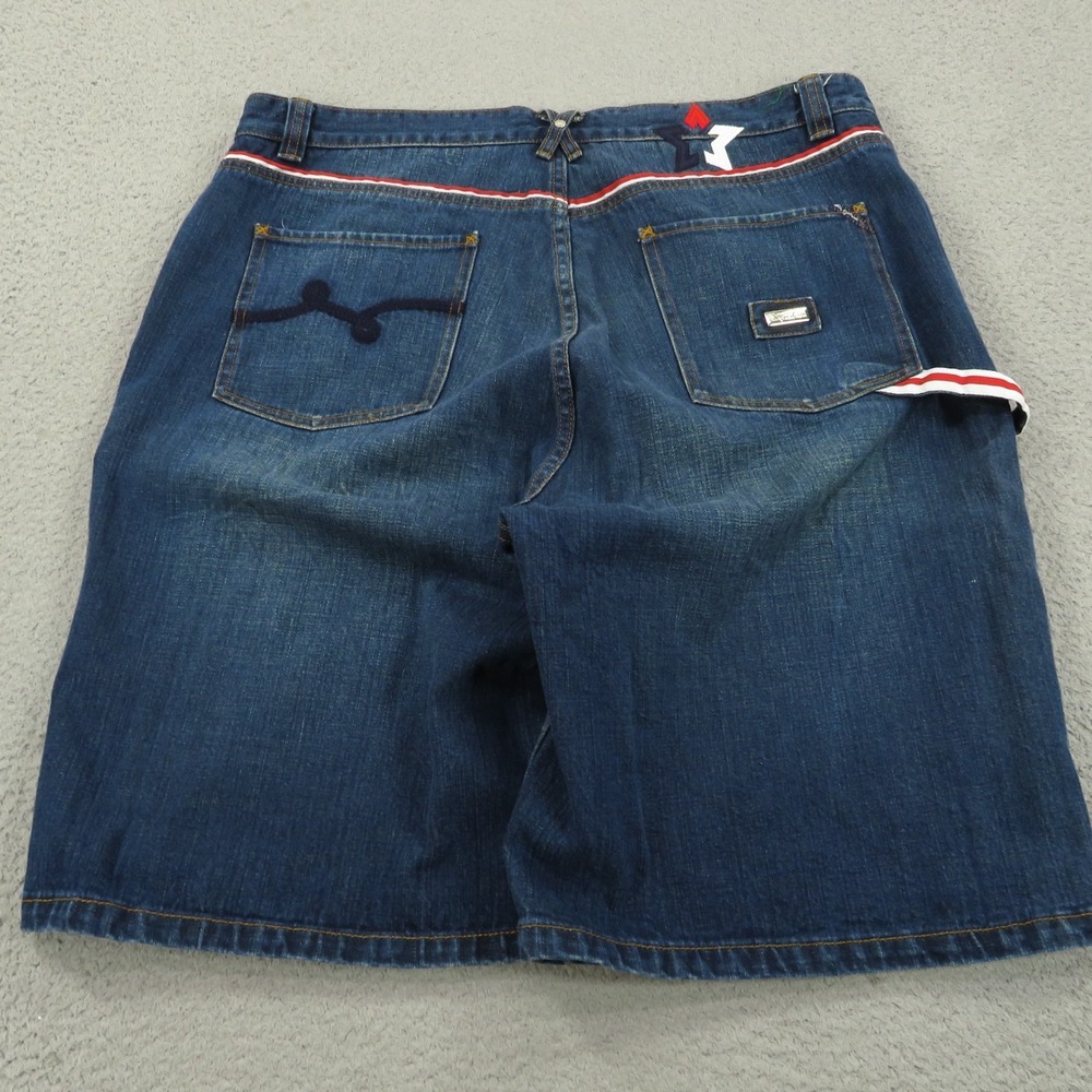 LRG Shorts Mens 42 Denim Baggy Carpenter Jorts Embroidered Y2K Blue Vintage